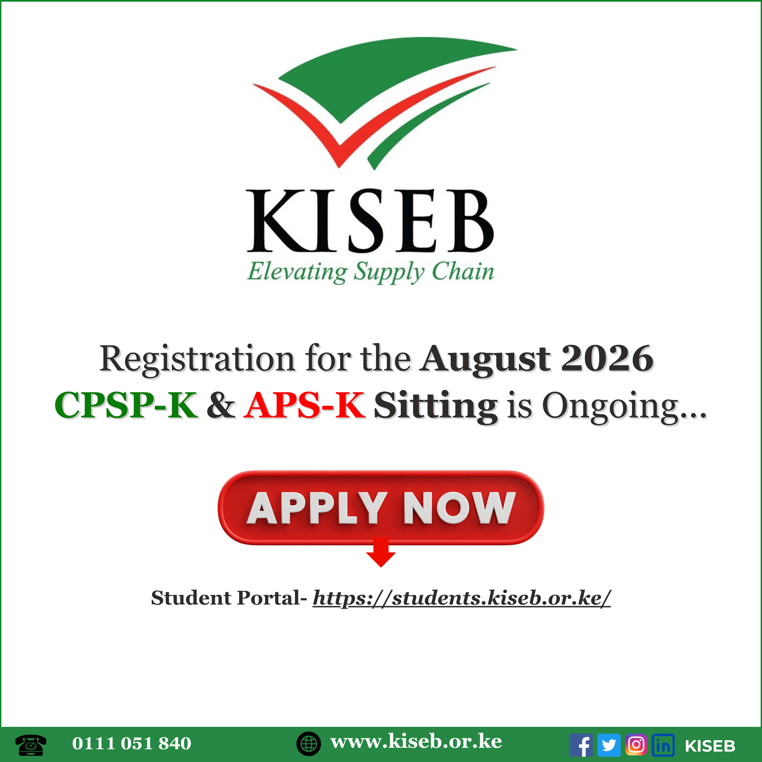 KISEB August 2026 Exam Booking